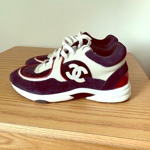 Chanel calfskin and velvet sneakers